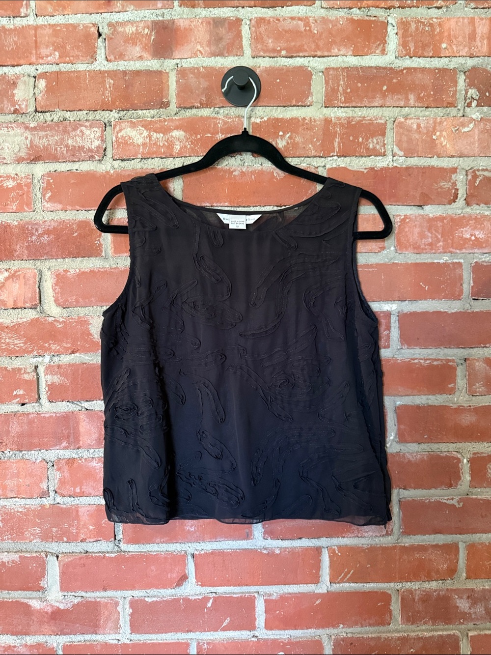Sleeveless Black Textured Top